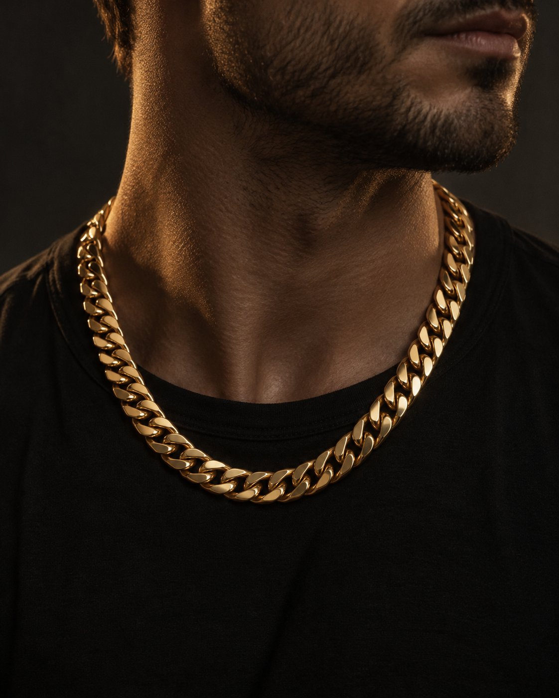 The gold chain worn