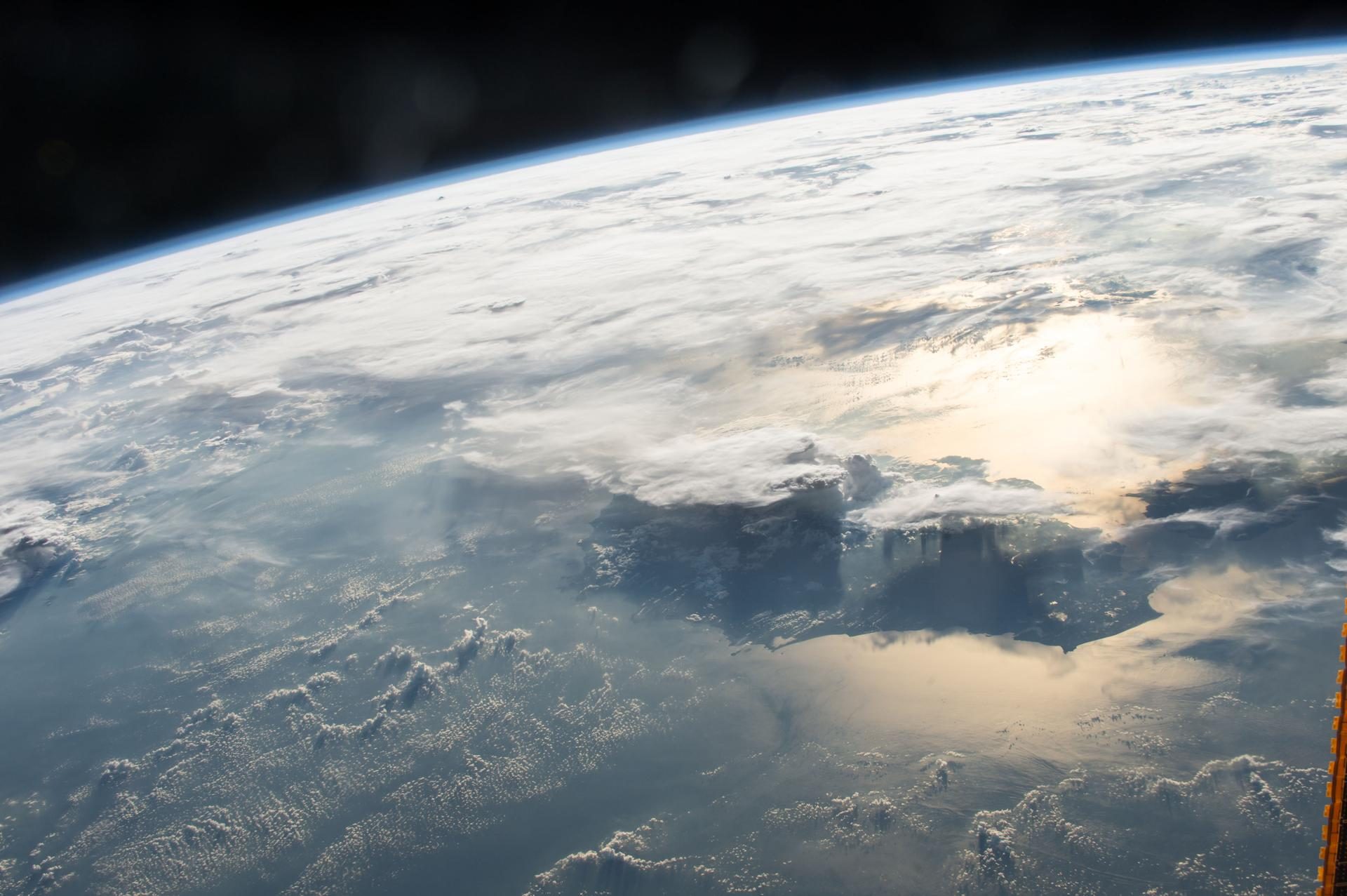 Towering cumulonimbus clouds over Earth photographed from the ISS
