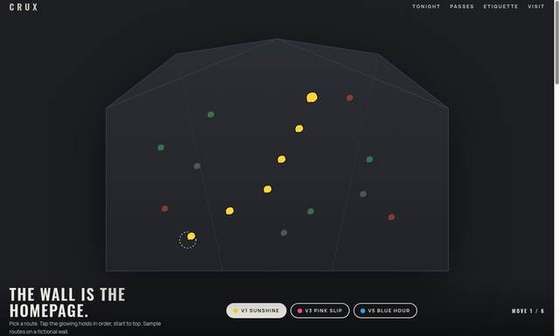 crux bouldering gym website preview