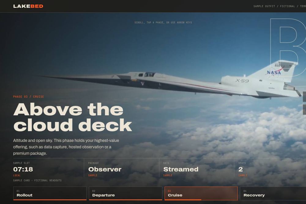 LAKEBED flight-test outfit website preview
