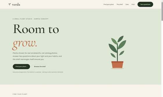 verda plant studio website preview
