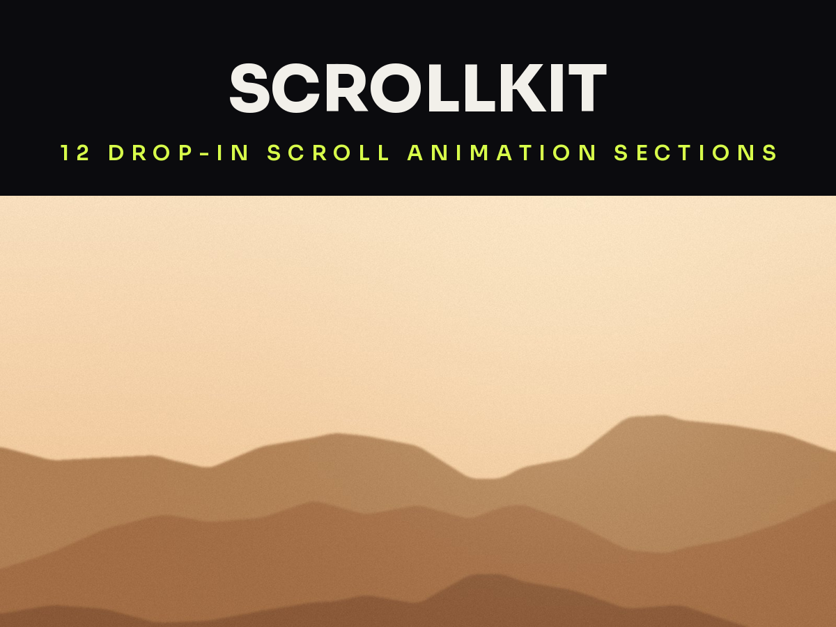 SCROLLKIT demo preview - 12 drop-in scroll animation sections